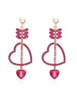 Love Arrows Strass Tropfen Ohrringe in Magenta