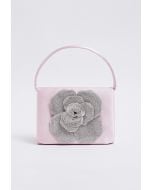 Handtasche aus Satin mit Verzierung „Radiant Rose“ in Rosa