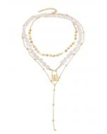 Mehrschichtige Coin Pearl Gold Lock Halskette