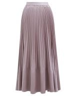 Plissierter Midirock aus glattem Satin in Pink