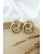 Twist Circle Gold Earrings